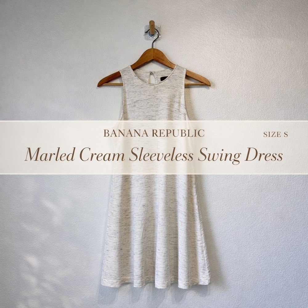 Banana Republic Marled Cream Sleeveless Swing Dress Size S